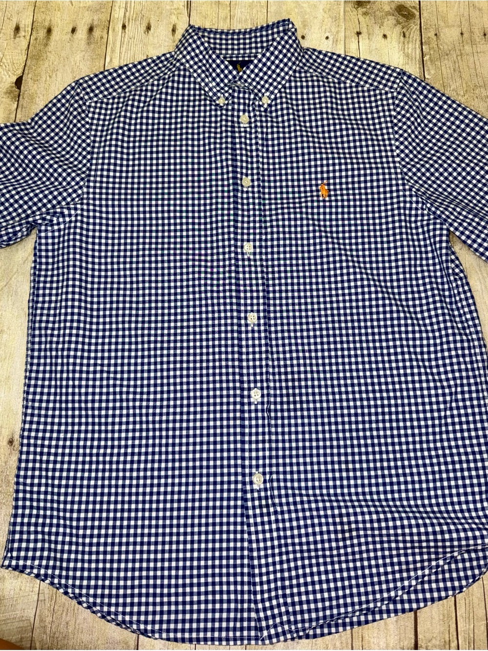 Ralph Lauren Blue & White Gingham Button-Down Shirt